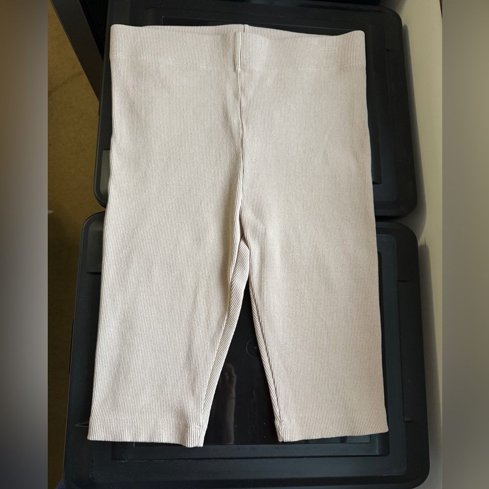 TKEES Bike 4 unisex Cycling Shorts Taupe Ribbed Cotton Stretch Y2K - Picture 10 of 11